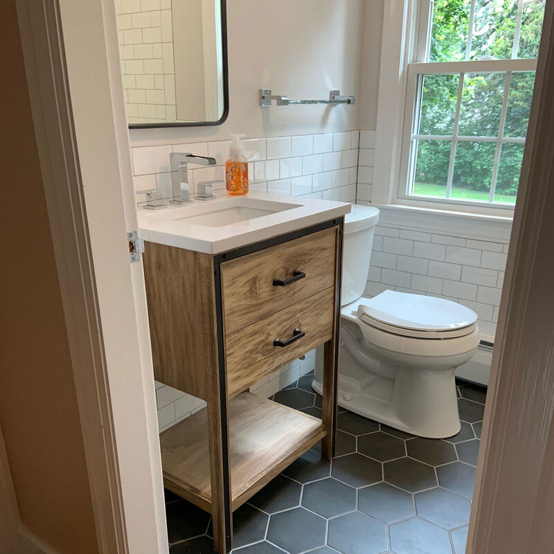 New tiled small bathroom